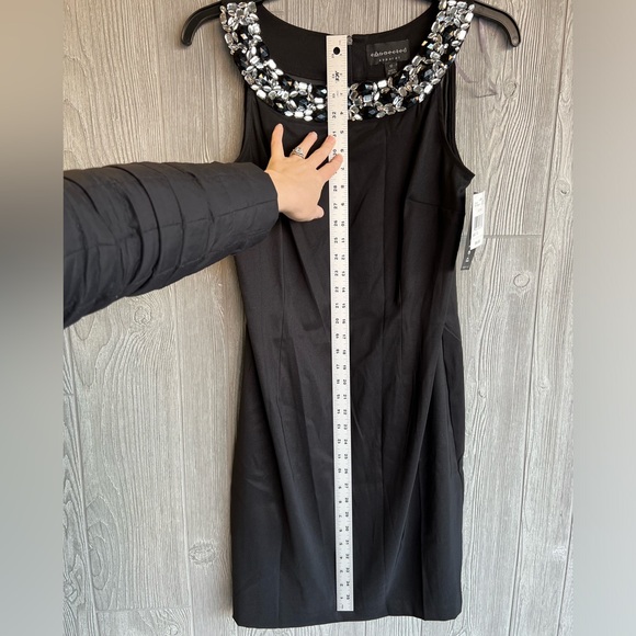 NWT Connected Little Black Dress Bejeweled Collar Size 12 - Picture 5 of 8